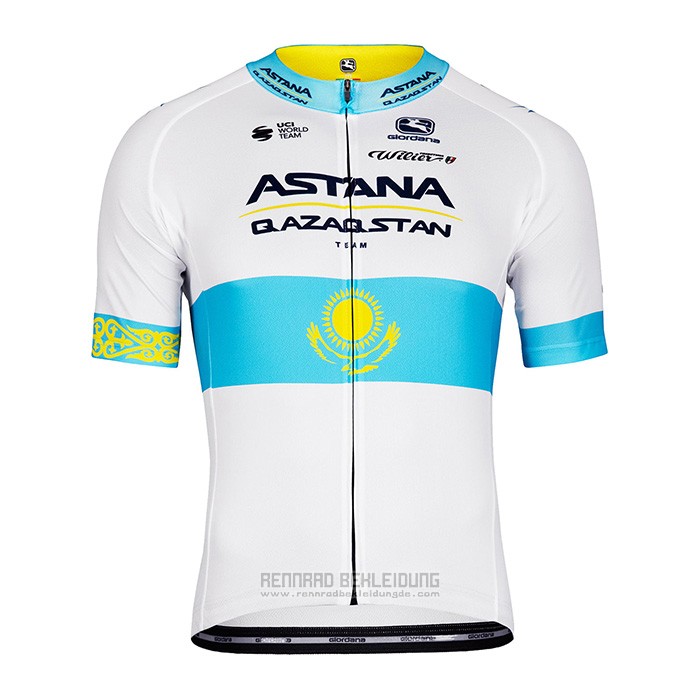 2022 Fahrradbekleidung Astana Wei Blau Trikot Kurzarm und Tragerhose